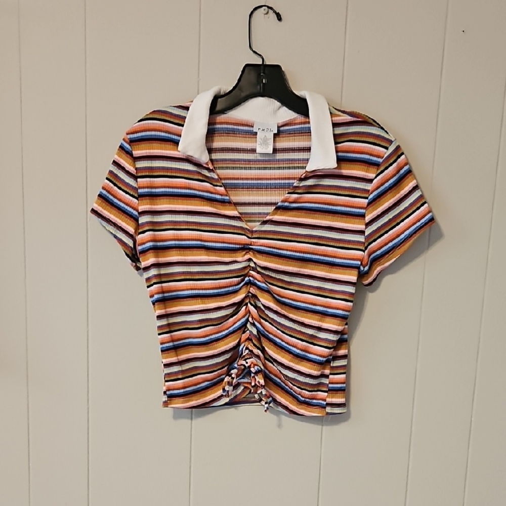 Rue21 Multicolor Striped Ruched Blouse